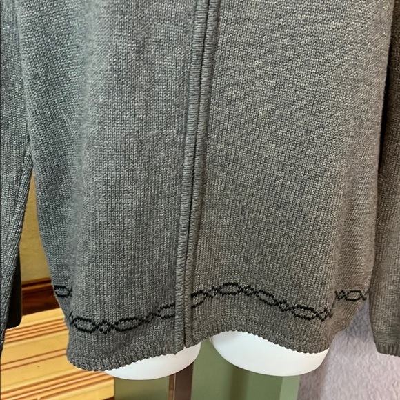 Style &Co Cardigan-Gray Zip-Up with Nordic Black Pattern Sz M - Picture 3 of 11